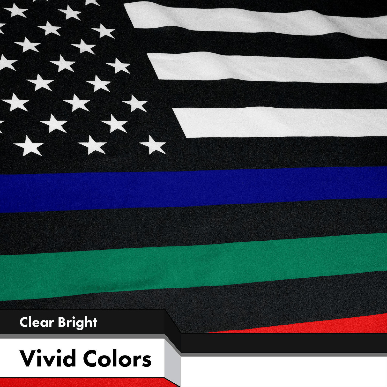 Thin Blue Green & Red Line American Flag 150D Polyester 3x5 FT Printed gallery