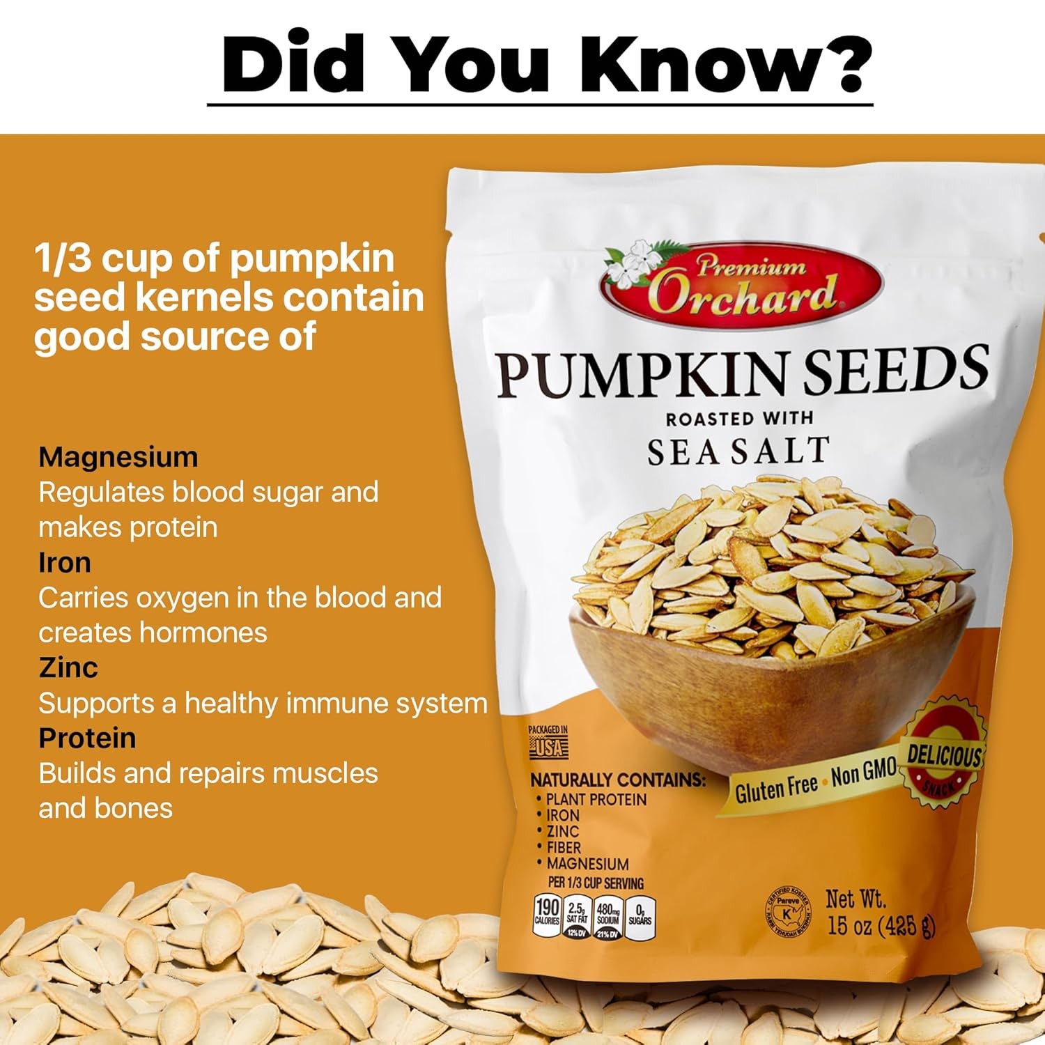 ROASTED PUMPKIN SEEDS to Eat in Shell by Premium Orchards MIXED NUTS Salted... gallery