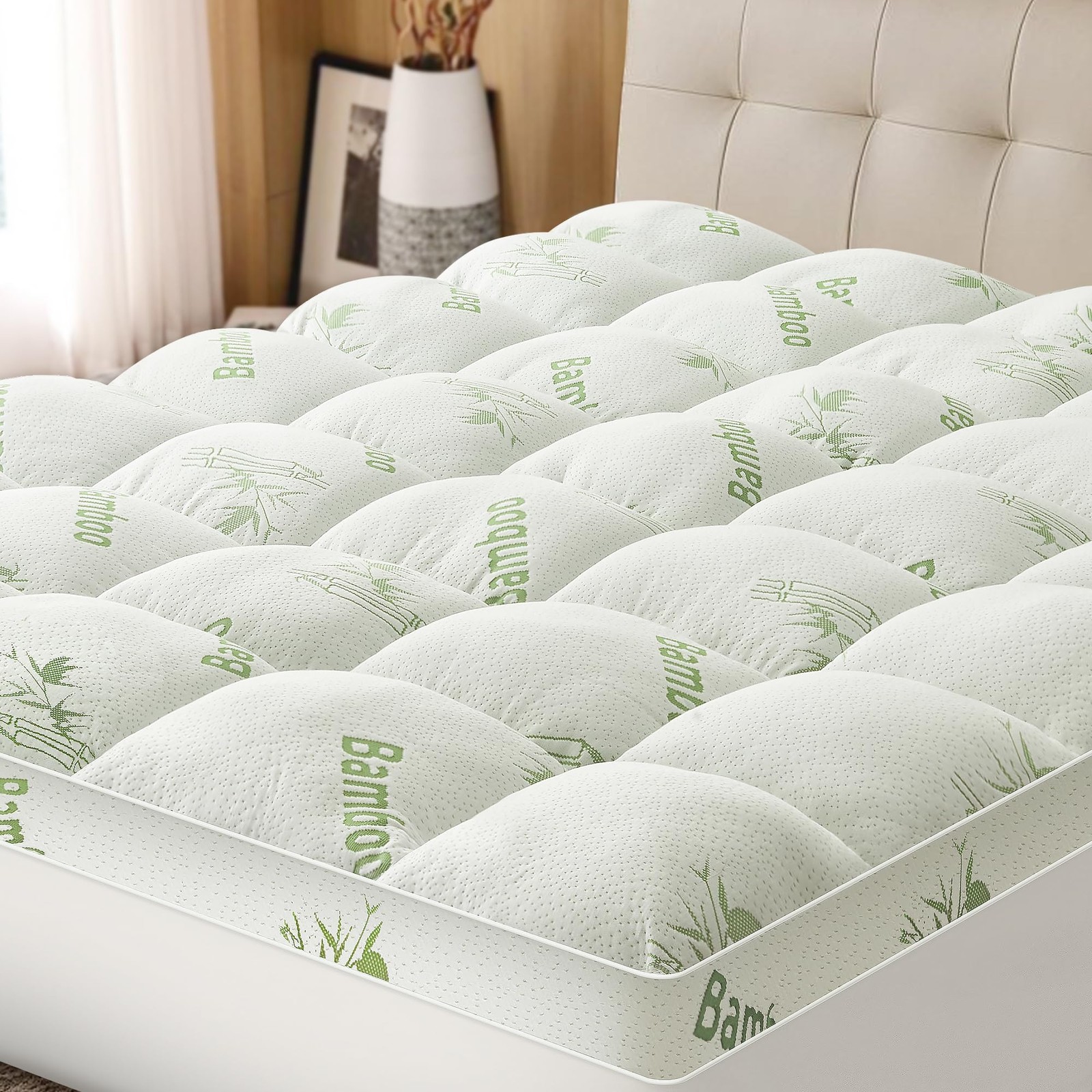 Easthome Mattress Topper Queen Size Viscose Derived from Bamboo, Queen, White gallery
