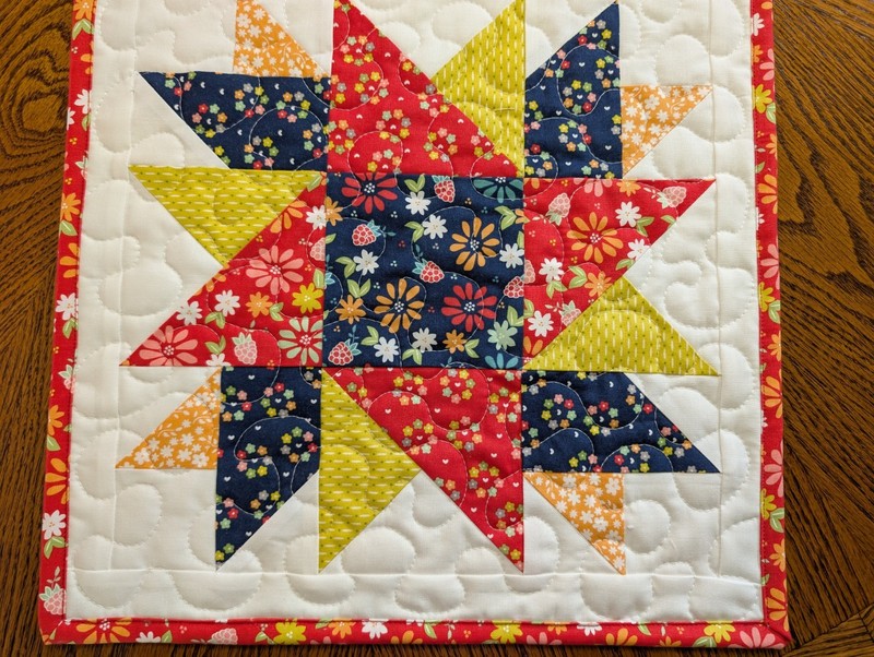 Handmade Quilted Patchwork Table Runner 14 1/2 x 39 1/2" Cheerful Summer Colors gallery