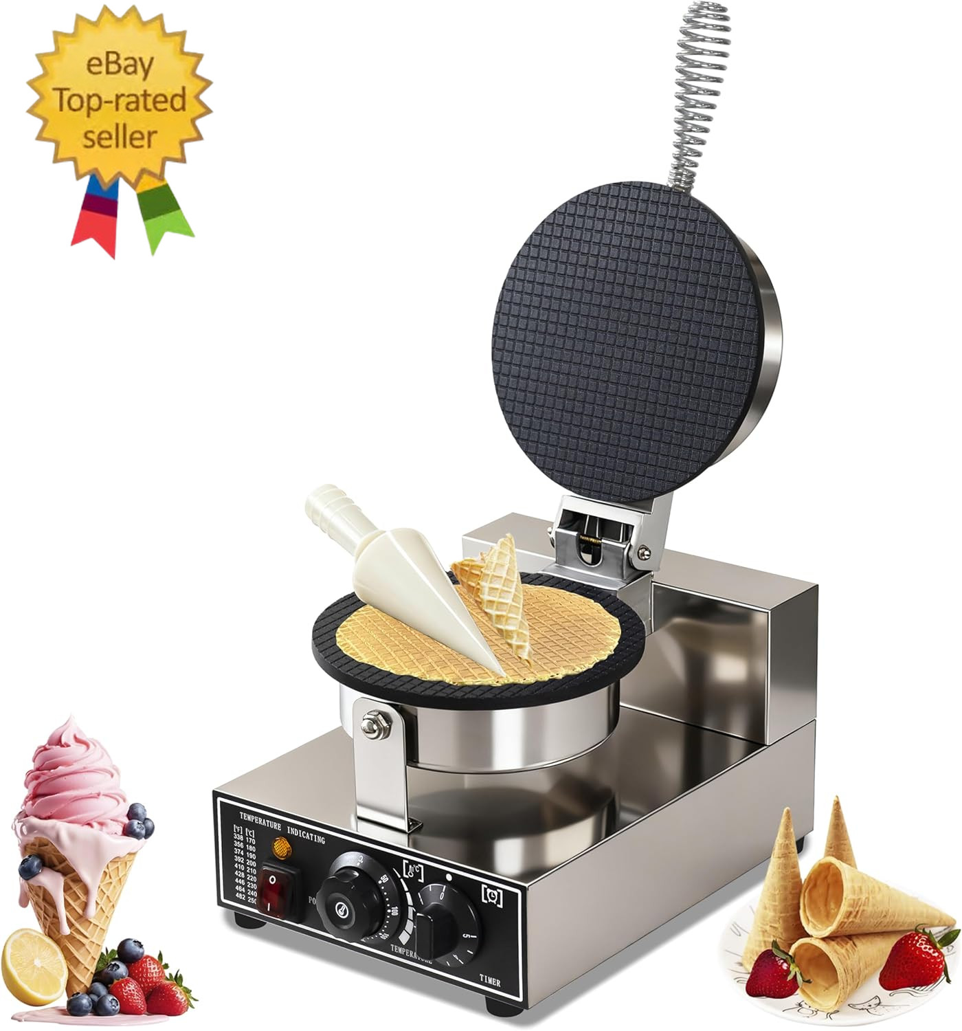 110V Electric Ice Cream Cone Maker 1300W Commercial Waffle Cone Machine 1300W El gallery