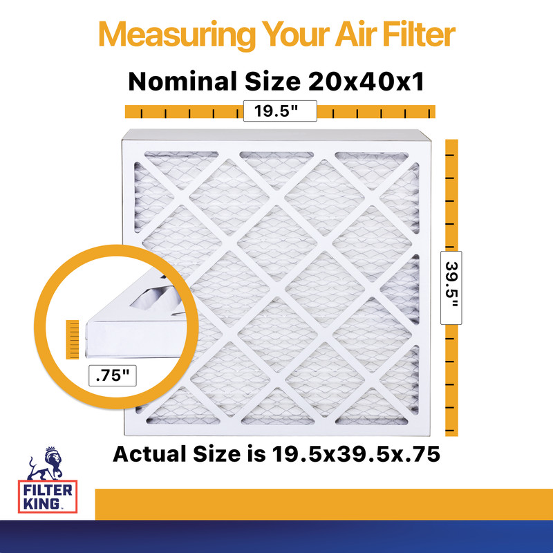 Filter King 20x40x1 Air Filter 12-PACK MERV 13 Actual Size 19.5 x 39.5 x .75" gallery