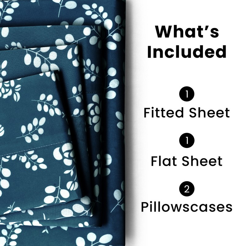 Floral Bed Sheets 4 Piece Microfiber Comfort 1800 Series Deep Pocket Sheet Set gallery
