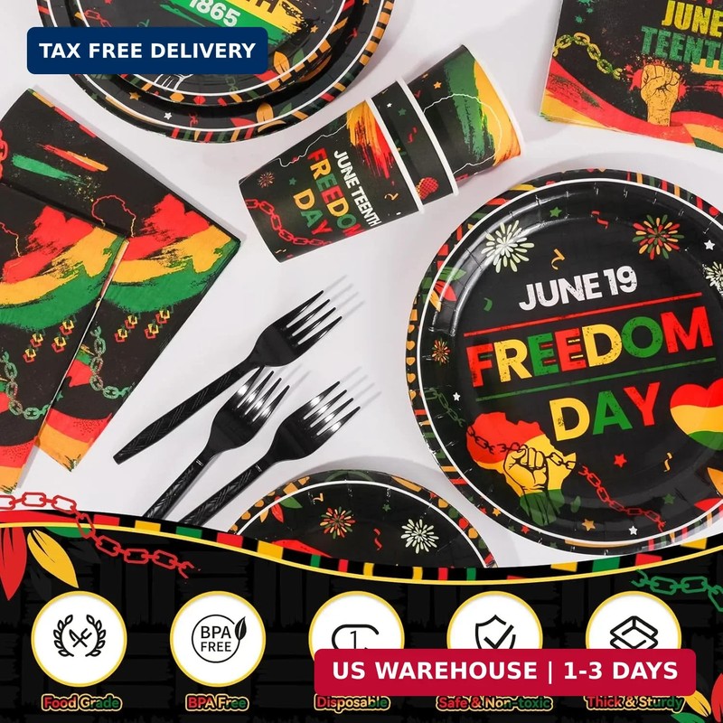 Happy Juneteenth Decorations, Juneteenth Party Supplies, Disposable Tableware Se gallery