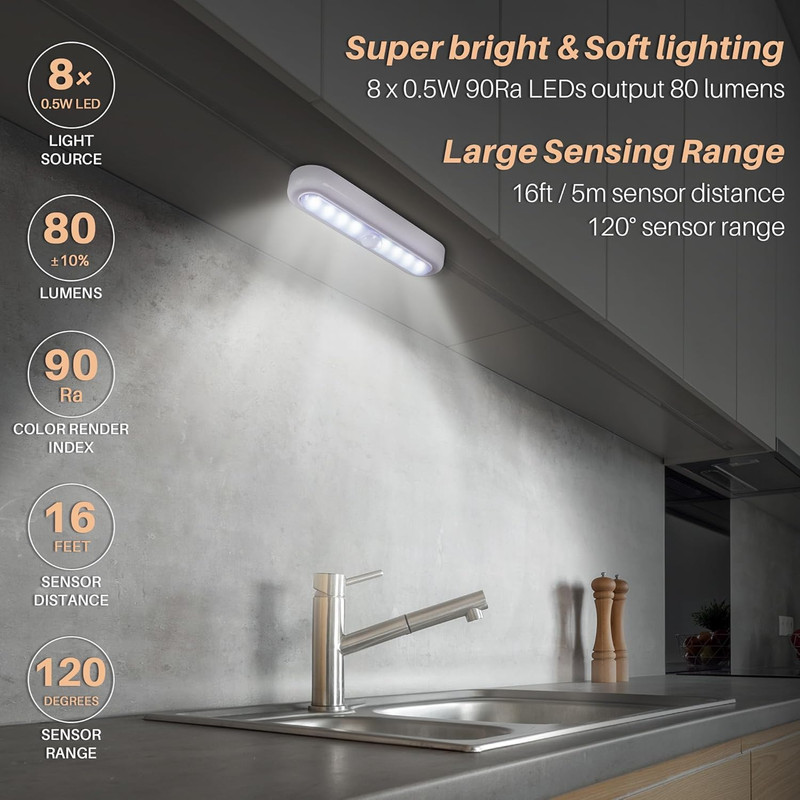 3 Pack 7” Motion Sensor Lights Indoor Battery Operated, Stick on LED Light for C gallery