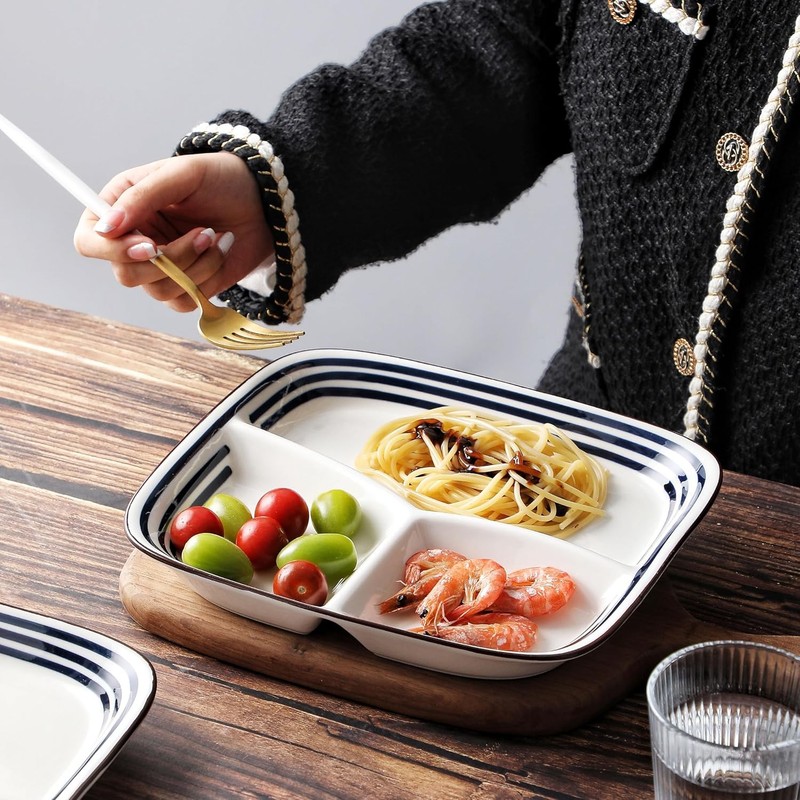 10-Inch Ceramic Portion Control Plate Healthy Meal Balance (Adult Diet Divided gallery