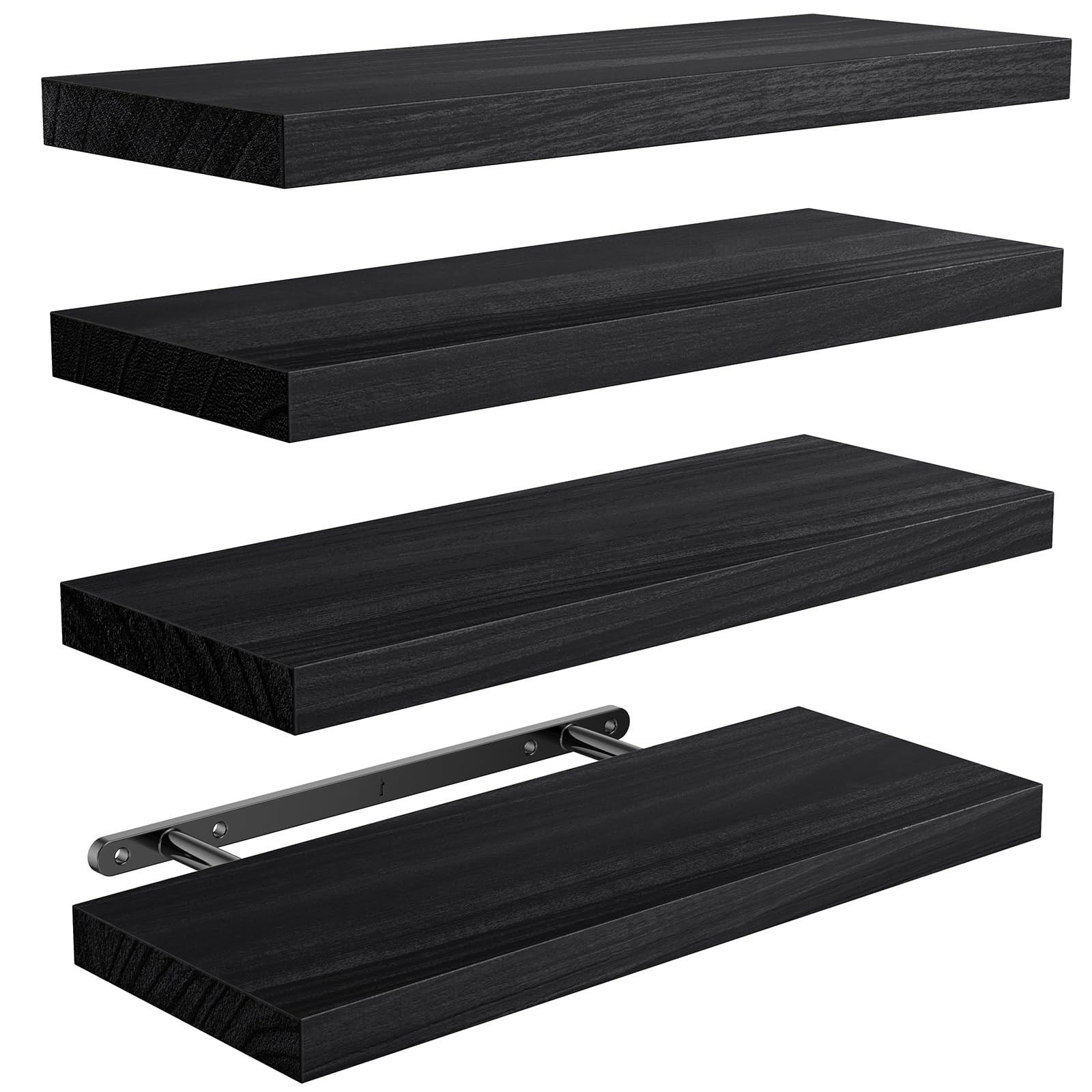 AMADA HOMEFURNISHING Floating Shelves, Paulownia Wood Wall Shelves for Bathro... gallery