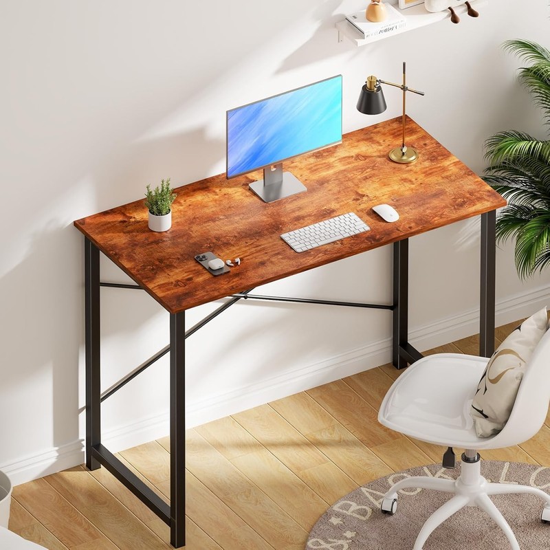 OLIXIS 40" Computer Desk Modern Rust Metal Frame gallery