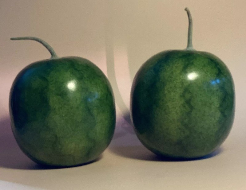 TWO 4.5" FAUX ARTIFICIAL WATERMELON FOR HOME DECOR & PHOTOGRAPHY SUMMER & FALL gallery