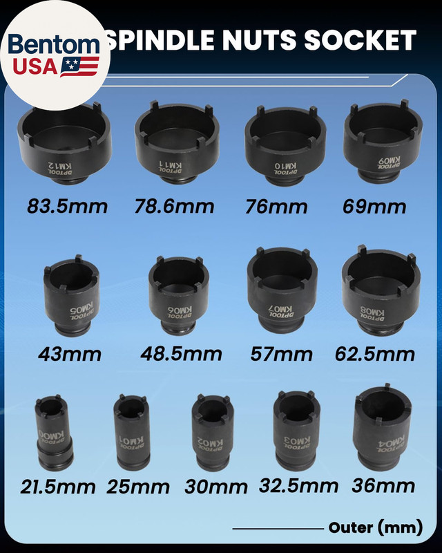 13Pc Spindle Nuts Socket Kit Ball Joints Axle Locknut Remove Install Locking Hub gallery
