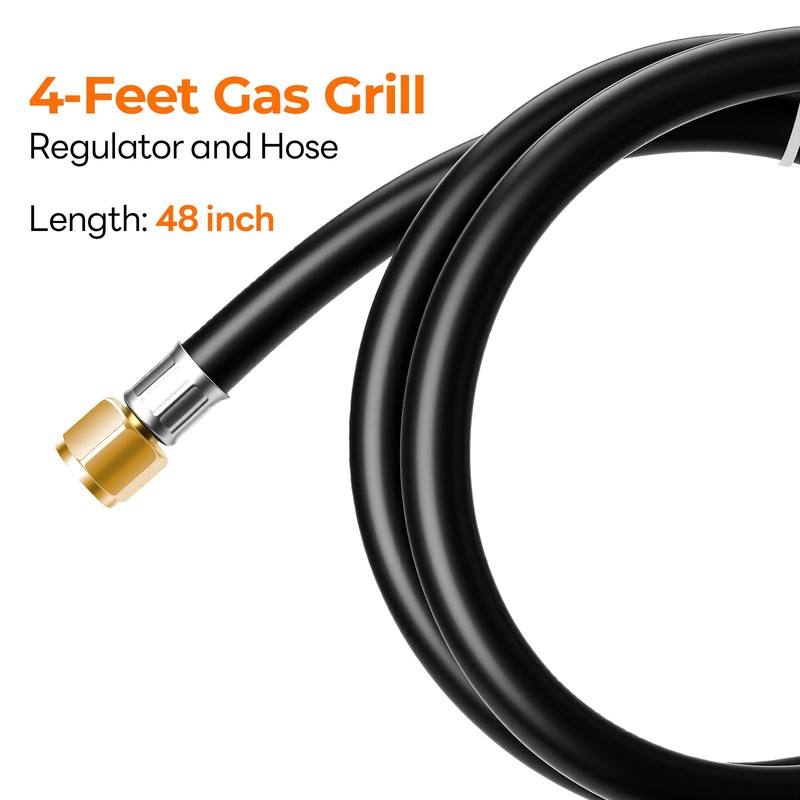 4ft Propane Regulator High Pressure, Adjustable with Hose & PSI Gauge gallery