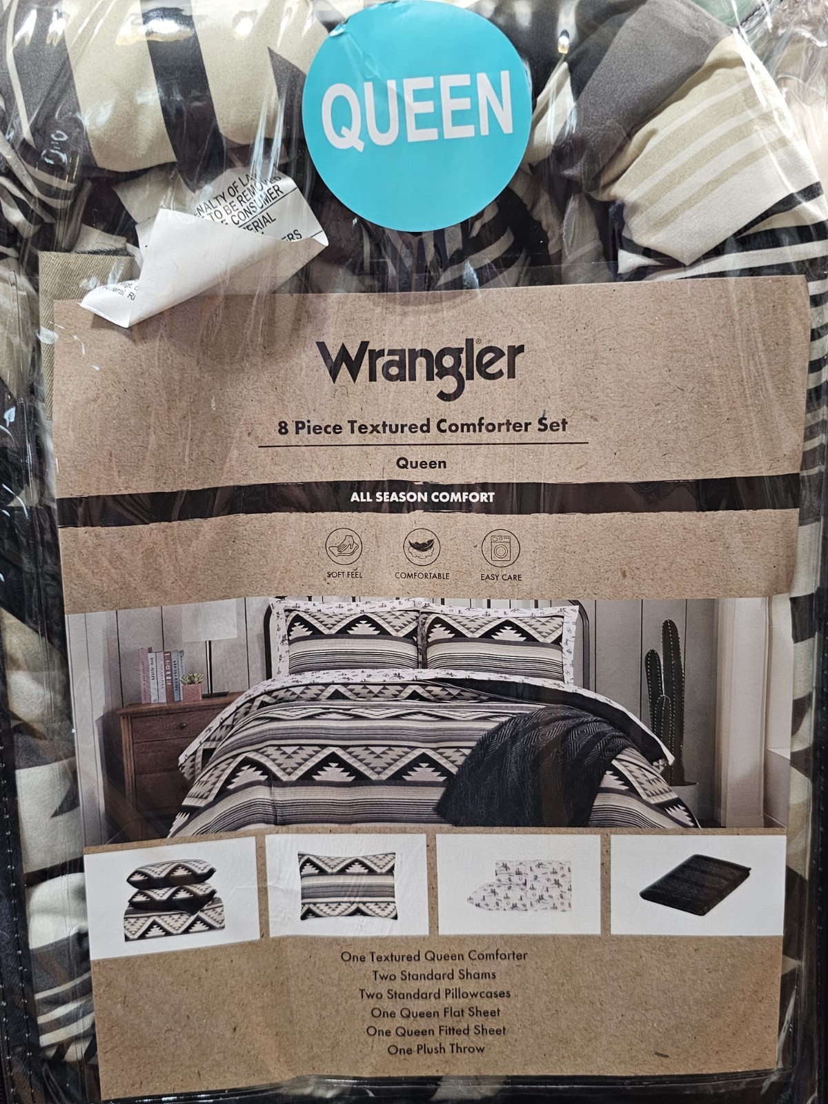 Wrangler 8 Pc Comforter Set Queen Size Black and White Striped Bedding Set New gallery
