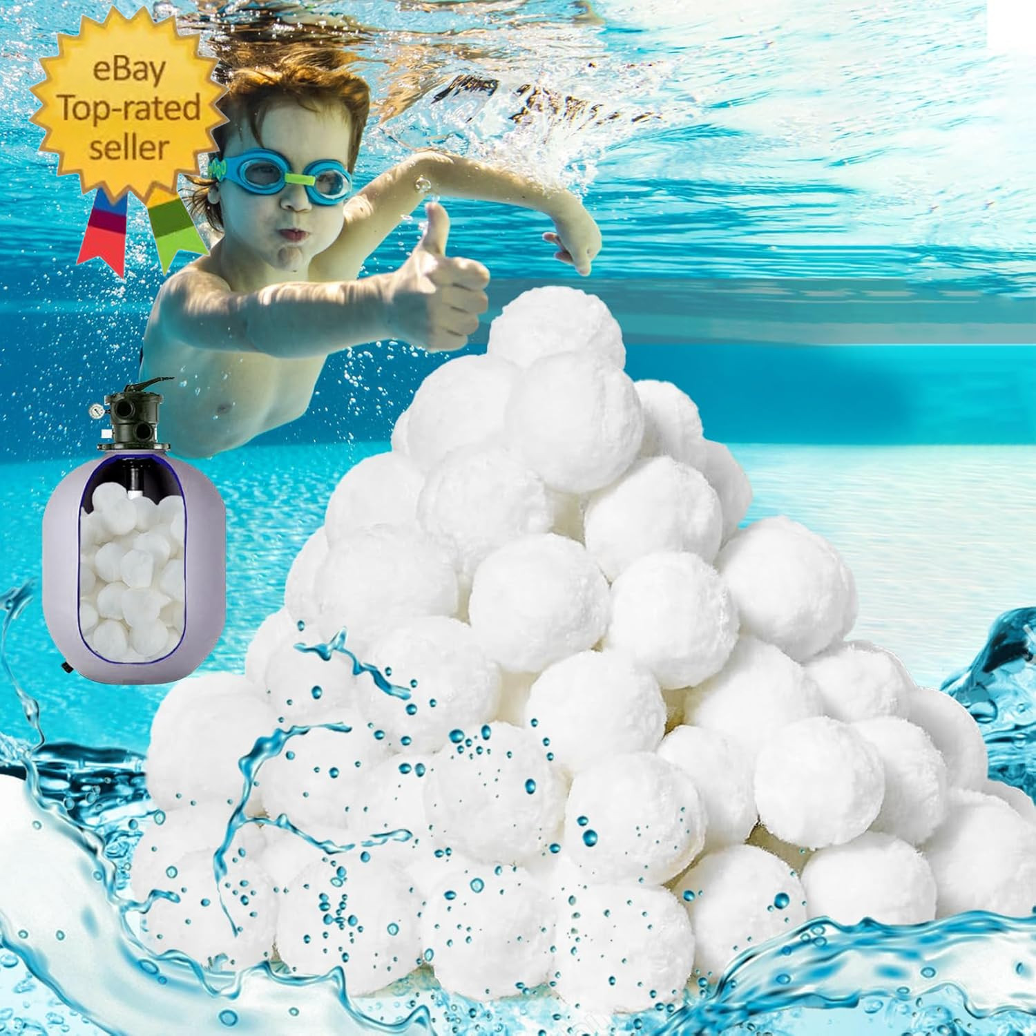 50PCS Pool Filter Balls for Sand-Filter - Dry Filter Sand Balls,Reusable Swimmin gallery
