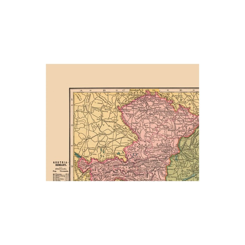 Historic Map - Austria Hungary - Hammond 1910 - Vintage Wall Art gallery