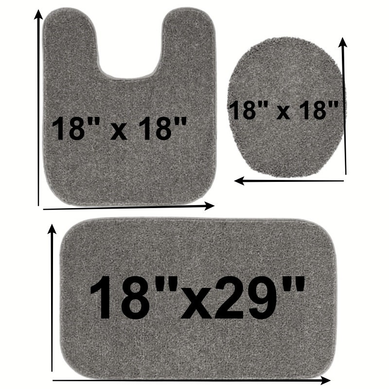 3PC BATHROOM SET RUG CONTOUR MAT TOILET LID COVER PLAIN SOLID COLOR BATHMATS gallery