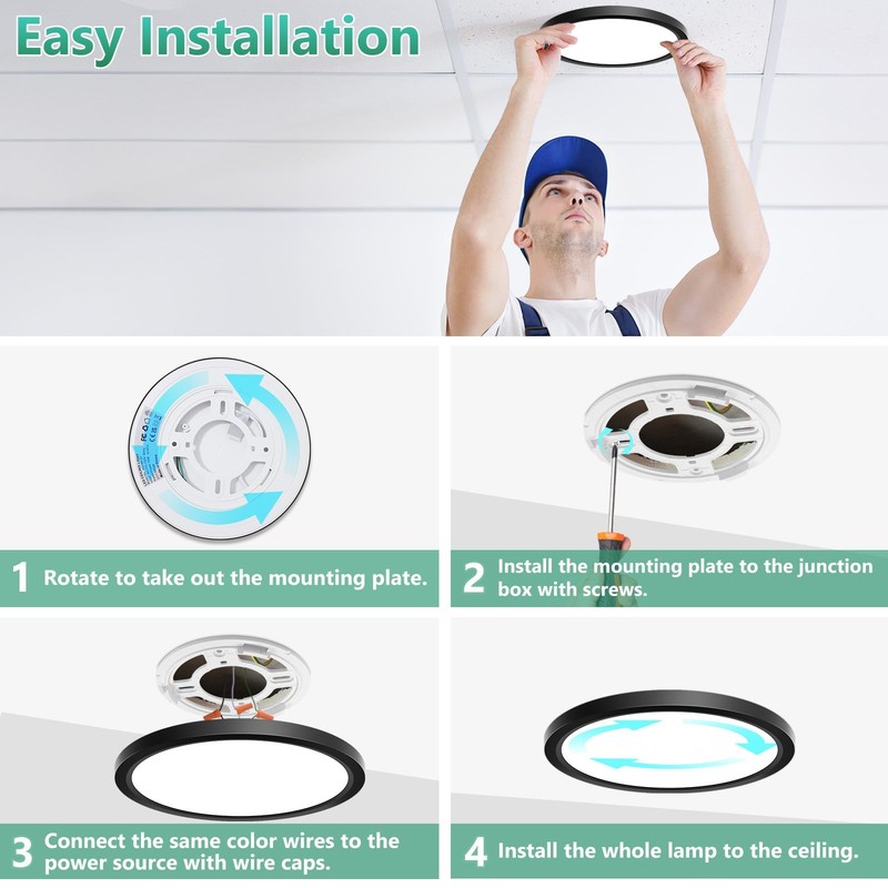 7 Inch 15W LED Flush Mount Ceiling Light Fixture 5000K Daylight Ceiling Lamp gallery