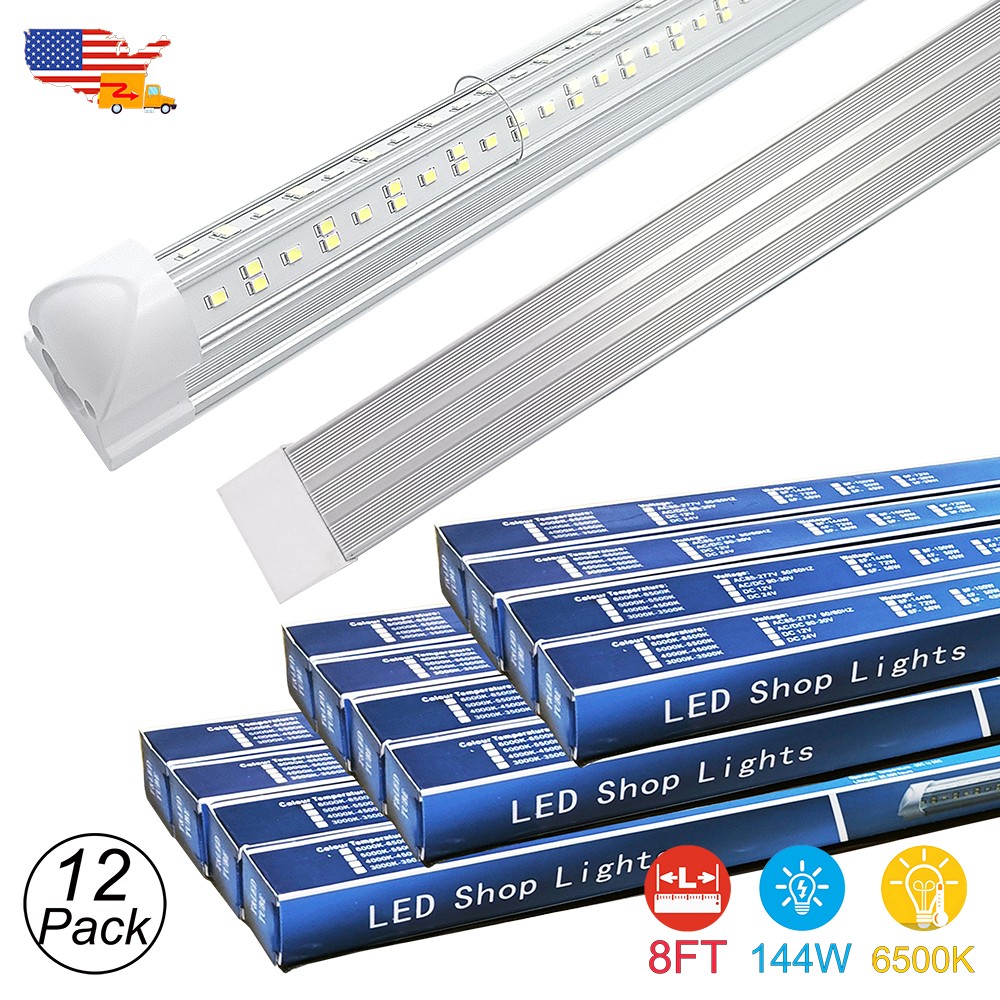 12Pack 8FT Linkable T8 LED Tube Light Bulbs 144W 18000Lm 6500K Warehouse Ceiling gallery
