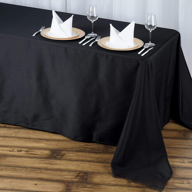 72x120" Black PREMIUM RECTANGLE Polyester TABLECLOTH Catering Linens Home SALE gallery