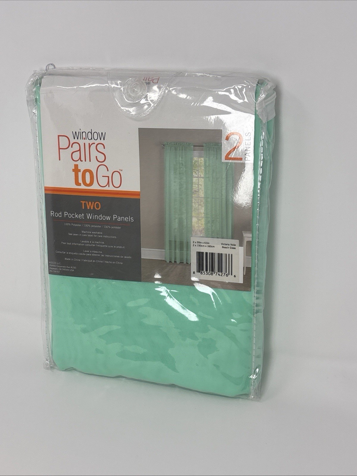 Rod Pocket Victoria Sheer Window Panels Curtains Beach Glass 59in X63in (2) gallery