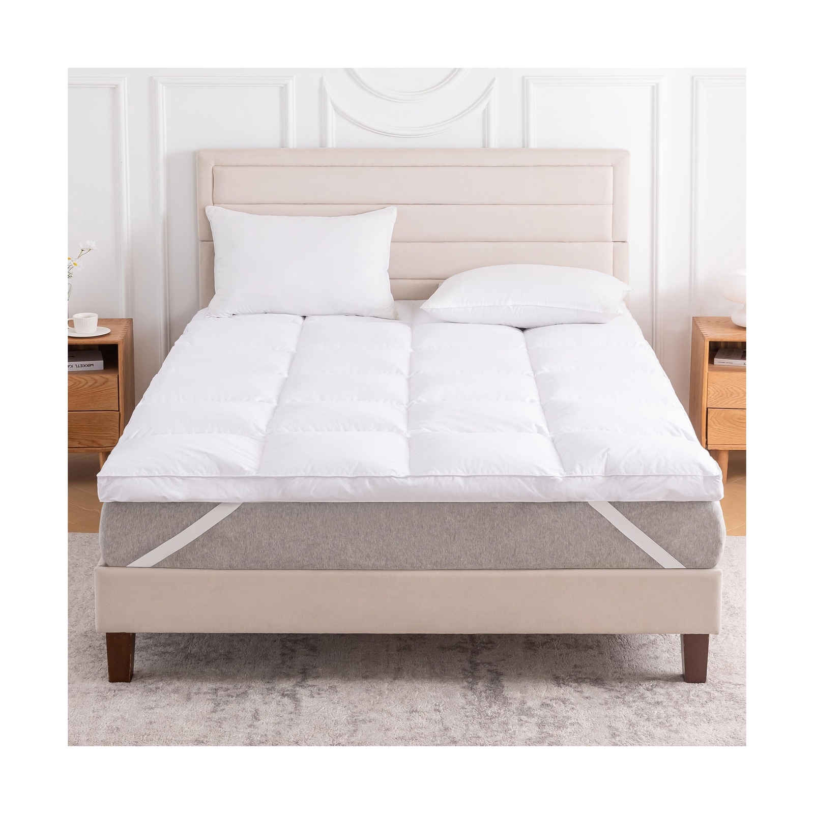 3 Inch White Goose Feather Mattress Topper,Queen Feather Bed Topper,Mattress ... gallery