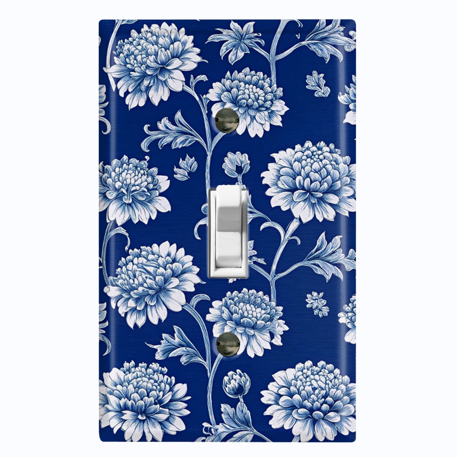 Metal Light Switch Outlet Cover Decorative Wall Plate Blue White Flowers FWR358 gallery