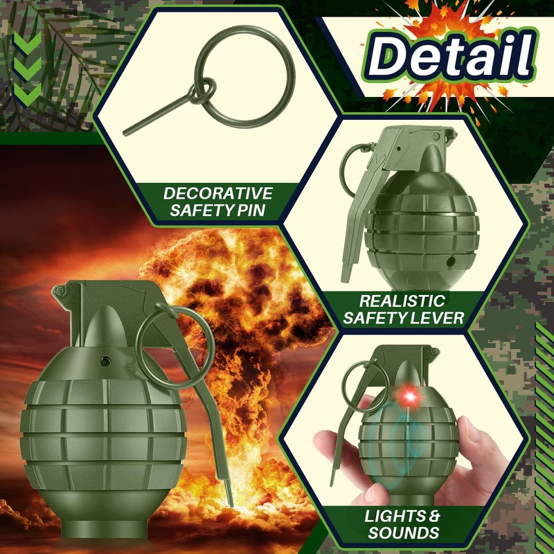 Sratte 4 Pcs Plastic Hand Grenades with Realistic Sound Effects and Flashing ... gallery