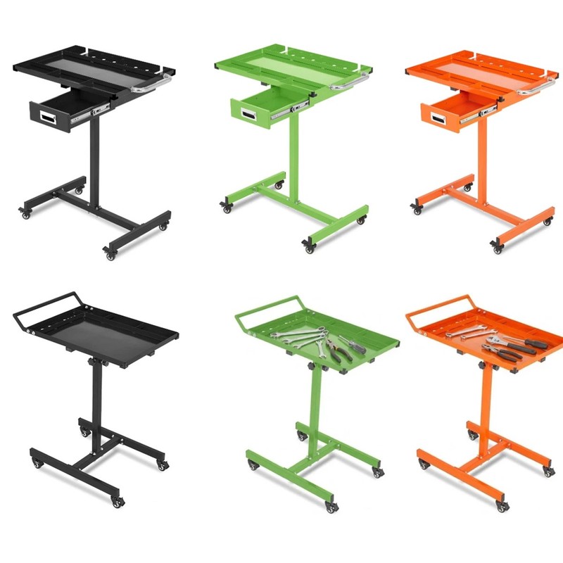 Rolling Tool Tray with Wheels Adjustable Height Mobile Work Table 220Lb Capacity gallery