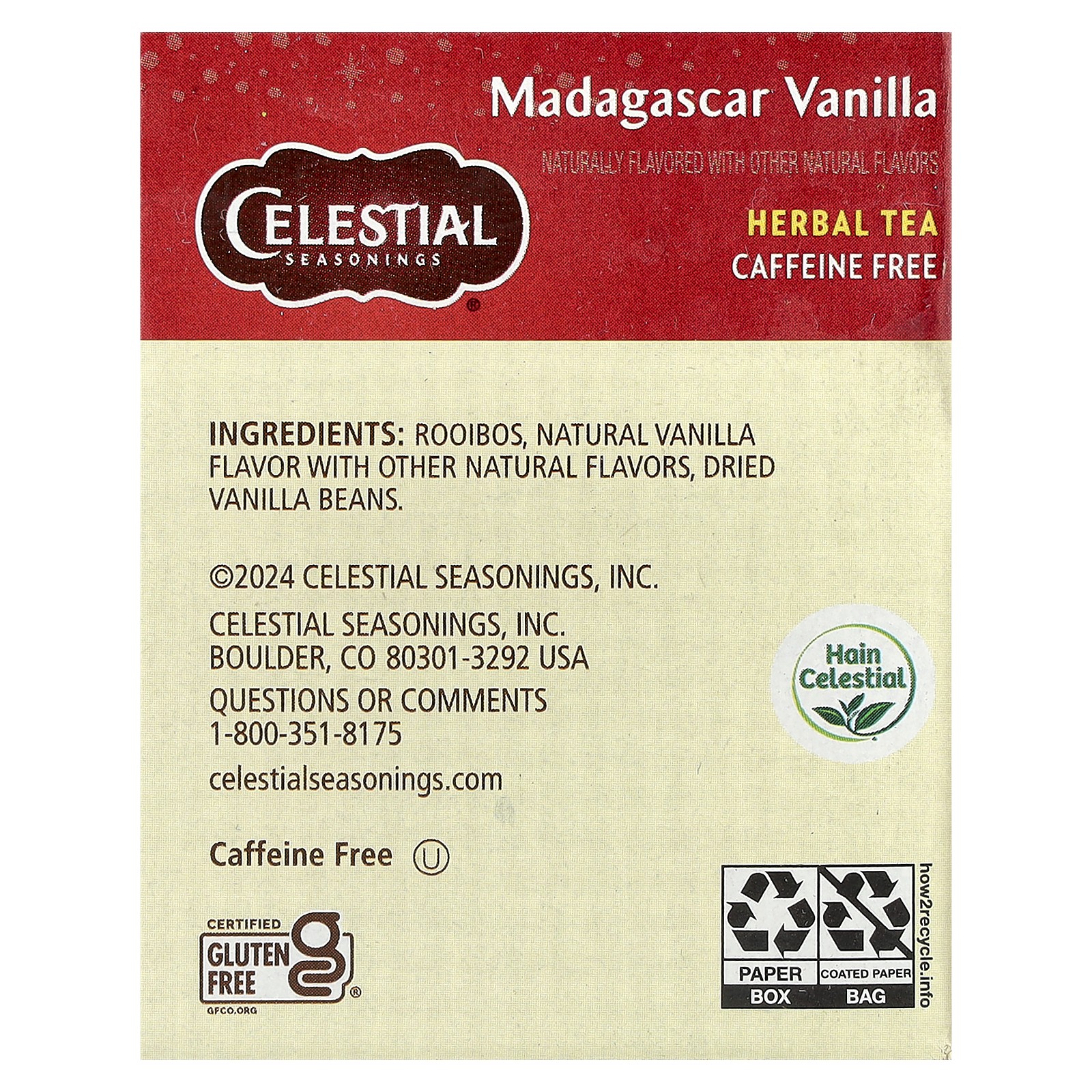 African Red Herbal Tea, Rooibos, Madagascar Vanilla, Caffeine Free, 20 Tea Bags, gallery
