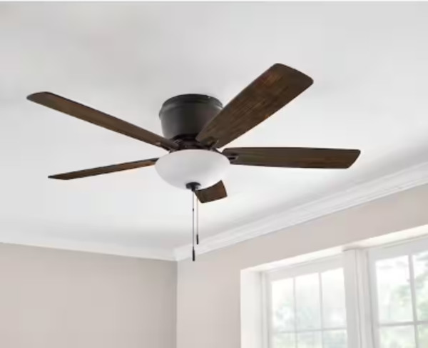 Hampton Bay Melrose 52 in. Indoor LED Hugger Bronze Dry Rated Ceiling Fan with L gallery
