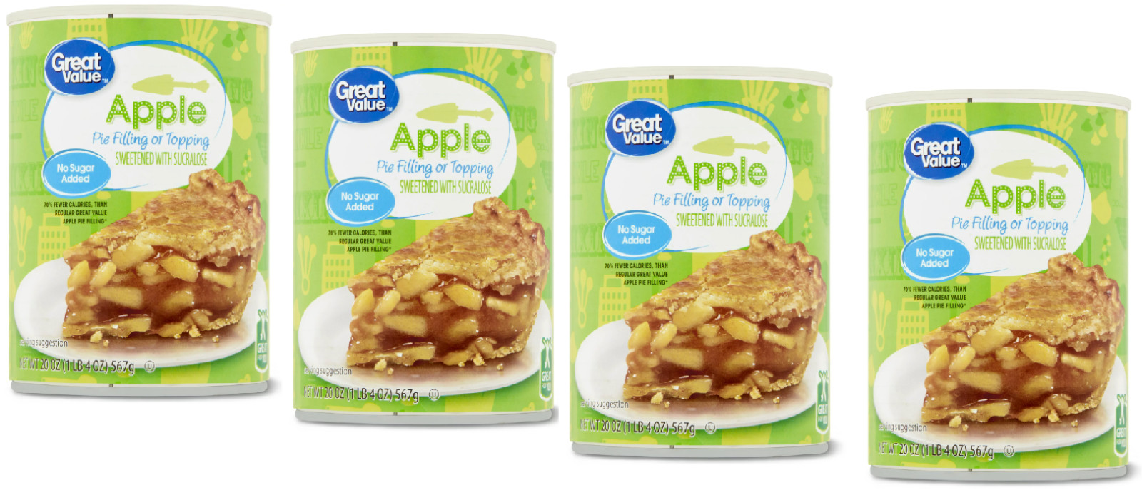 4 CANS Great Value NO SUGAR ADDED Apple Pie Filling & Topping 20 oz.... gallery