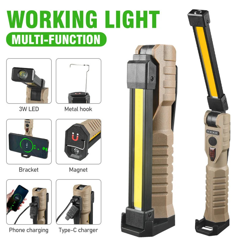 LED Emergency Floodlight COB Folding Work Lamp Strong Magnet Strong Light gallery