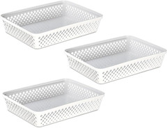 Plastic Storage Basket Set – Multipurpose Drawer Trays, Kitchen Pantry Container