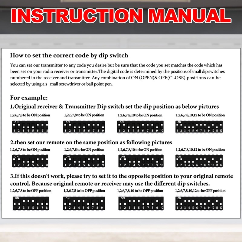 Kingdder 3 Pcs Garage Door Remote 8 Dip Switch Compatible with Linear black gallery