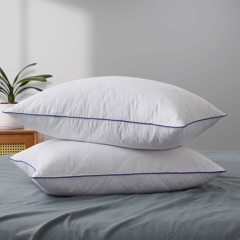 2 Pack Goose Down Feather Bed Pillows King or Queen, 100% Organic Cotton Shell gallery