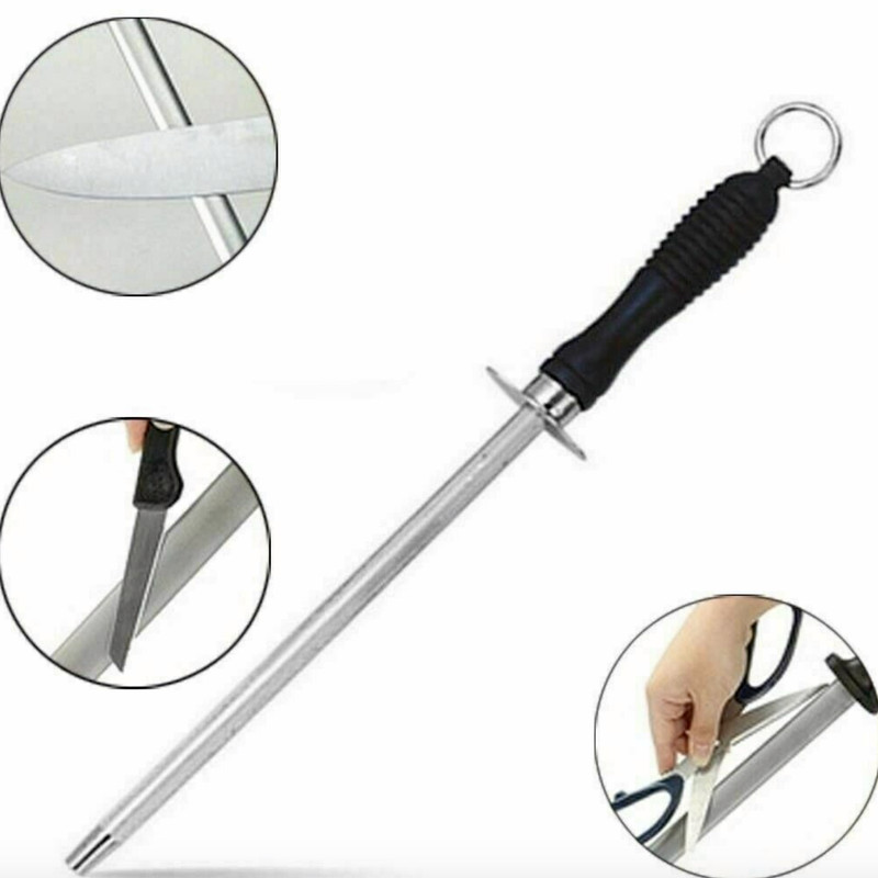 2 Pcs 11" Stainless Steel Knife Sharpener, Honing Rod, Kitchen Knife Sharpener gallery