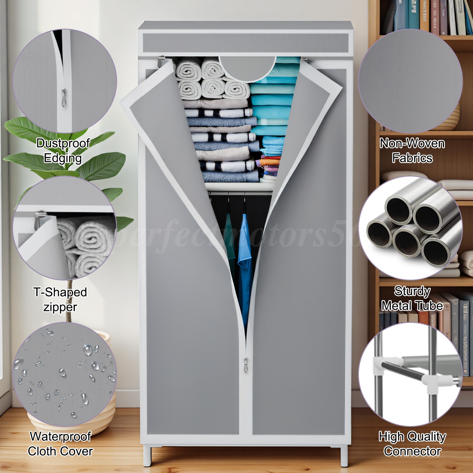 New Design Fabric Portable Closet Wardrobe Clothes Rack Storage Organizer Shelf gallery