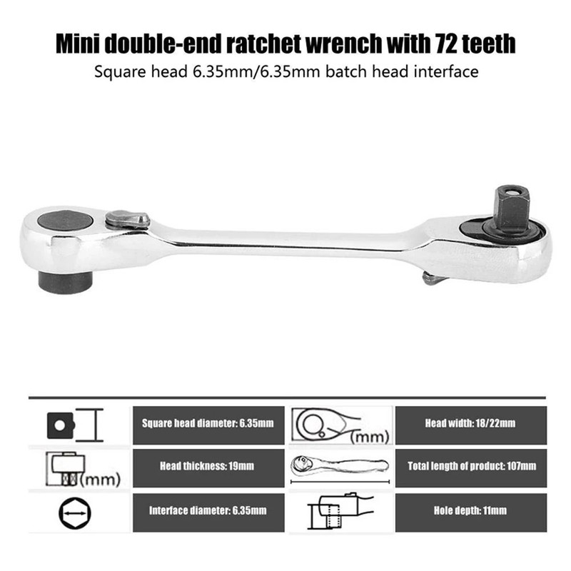 1/4" Mini Double-Ended Quick Socket Ratchet Wrench Rod Screwdriver Bit Tools.. gallery