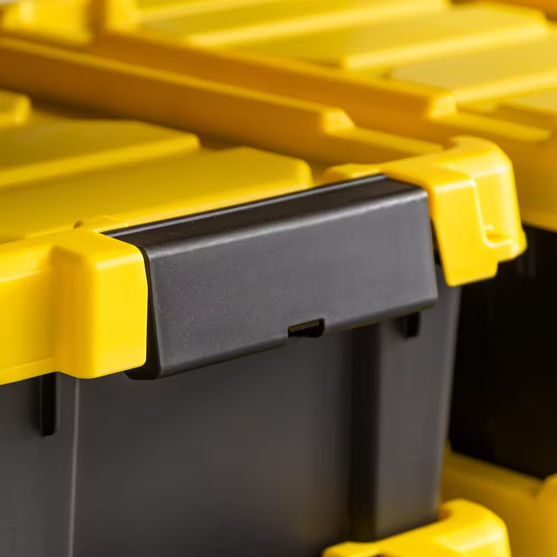 3 Gal. Heavy-Duty Stackable Storage Tote, Black with Yellow Lid (Set of 5) gallery