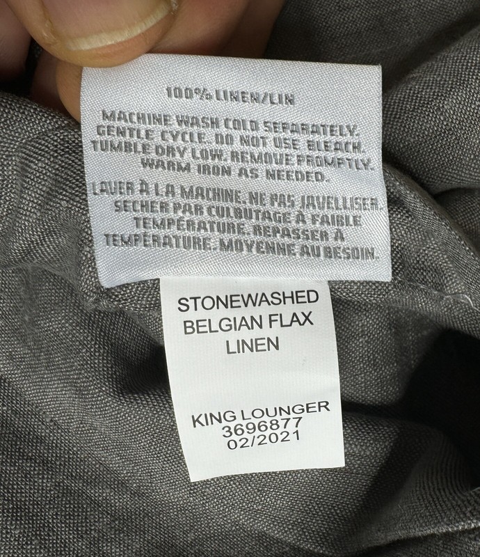Restoration Hardware Stonewashed Belgian Flax Linen KING LOUNGER Sham Graphite gallery