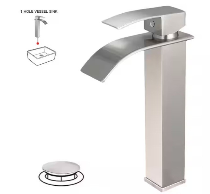BWE Waterfall Single Hole Single Handle Tall Bathroom Vessel Sink Faucet gallery