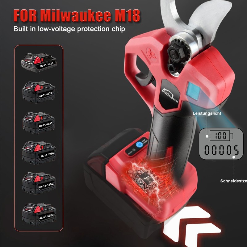 Electric Pruning Shears for Milwaukee 18V Battery, Portable Cordless Pruning gallery