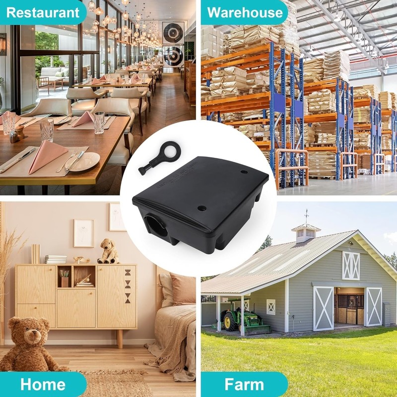 Rat Bait Stations, 4 Pack, Rat Trap Control, Key-Locking Box Child & Pet-Safe gallery
