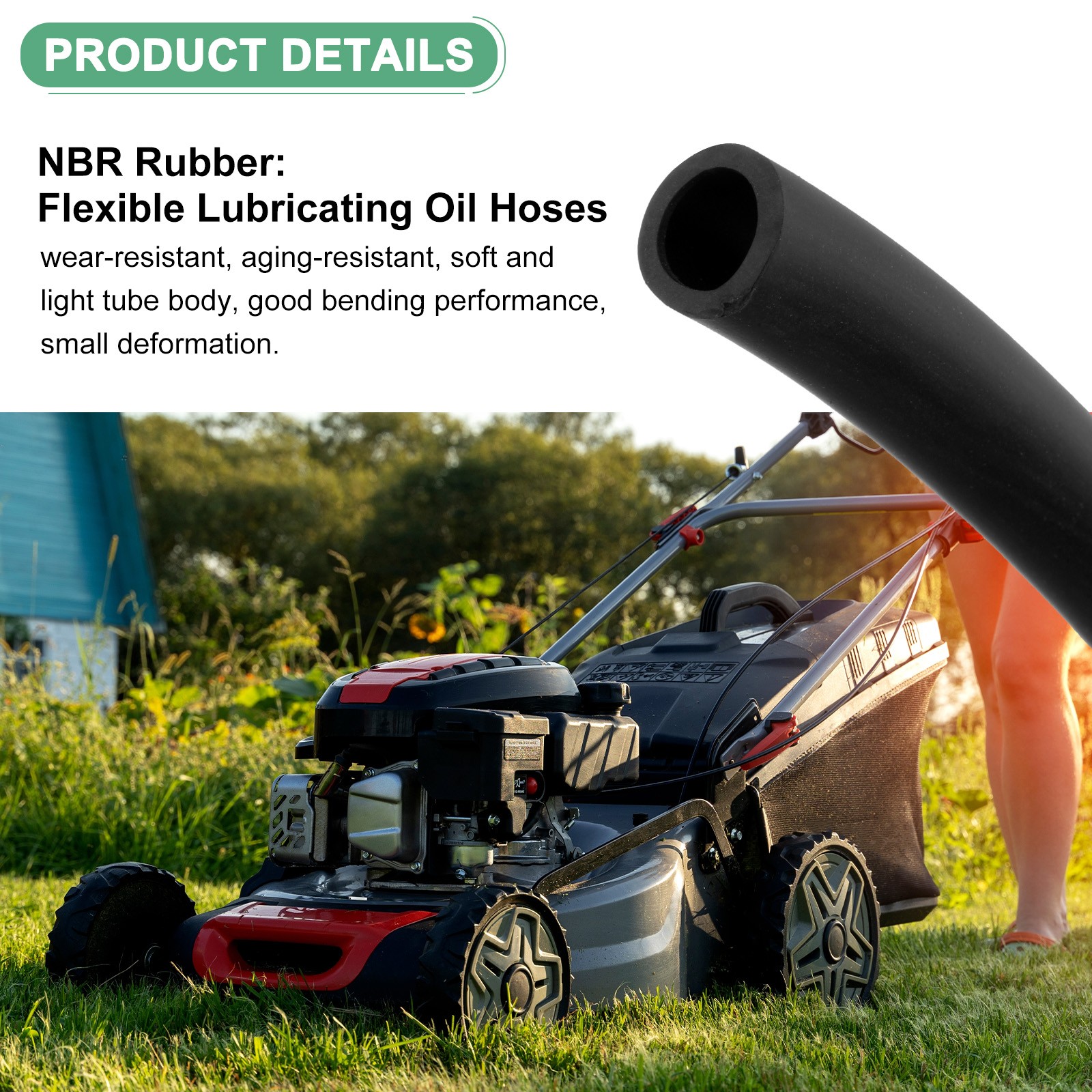 Lubricating Oil Hoses, 7mm ID 3.28FT Rubber Tubing for Garden [Black] gallery