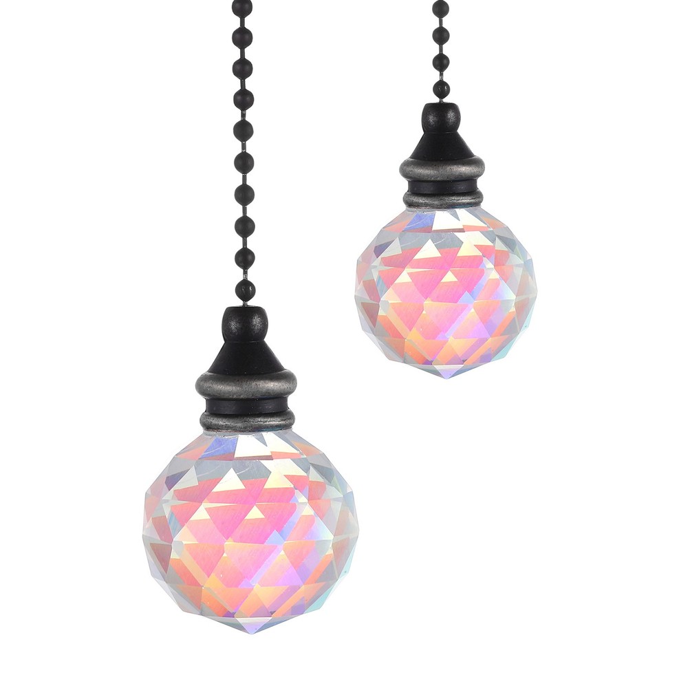 2Pack Ceiling Fan Pull Chain 12" Crystal Pendant Pull Chain Extension Colorful
