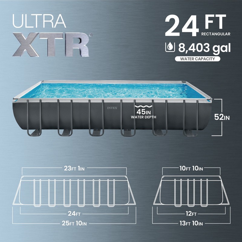 Intex Rectangular Ultra XTR Frame Swimming Pool w/ Pump & Robot Vacuum Cleaner gallery
