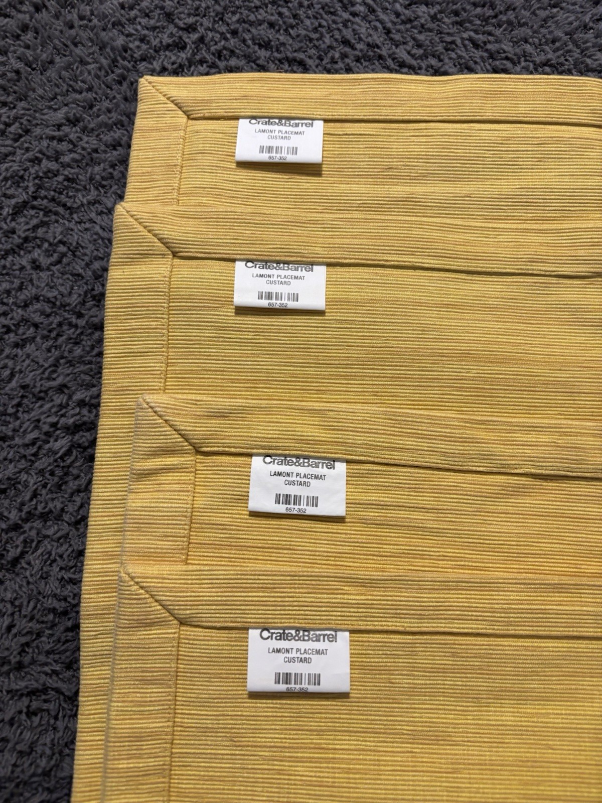 Crate & Barrel Placemats Custard Lamont Placemats 100% Cotton Set 4 Grasscloth gallery
