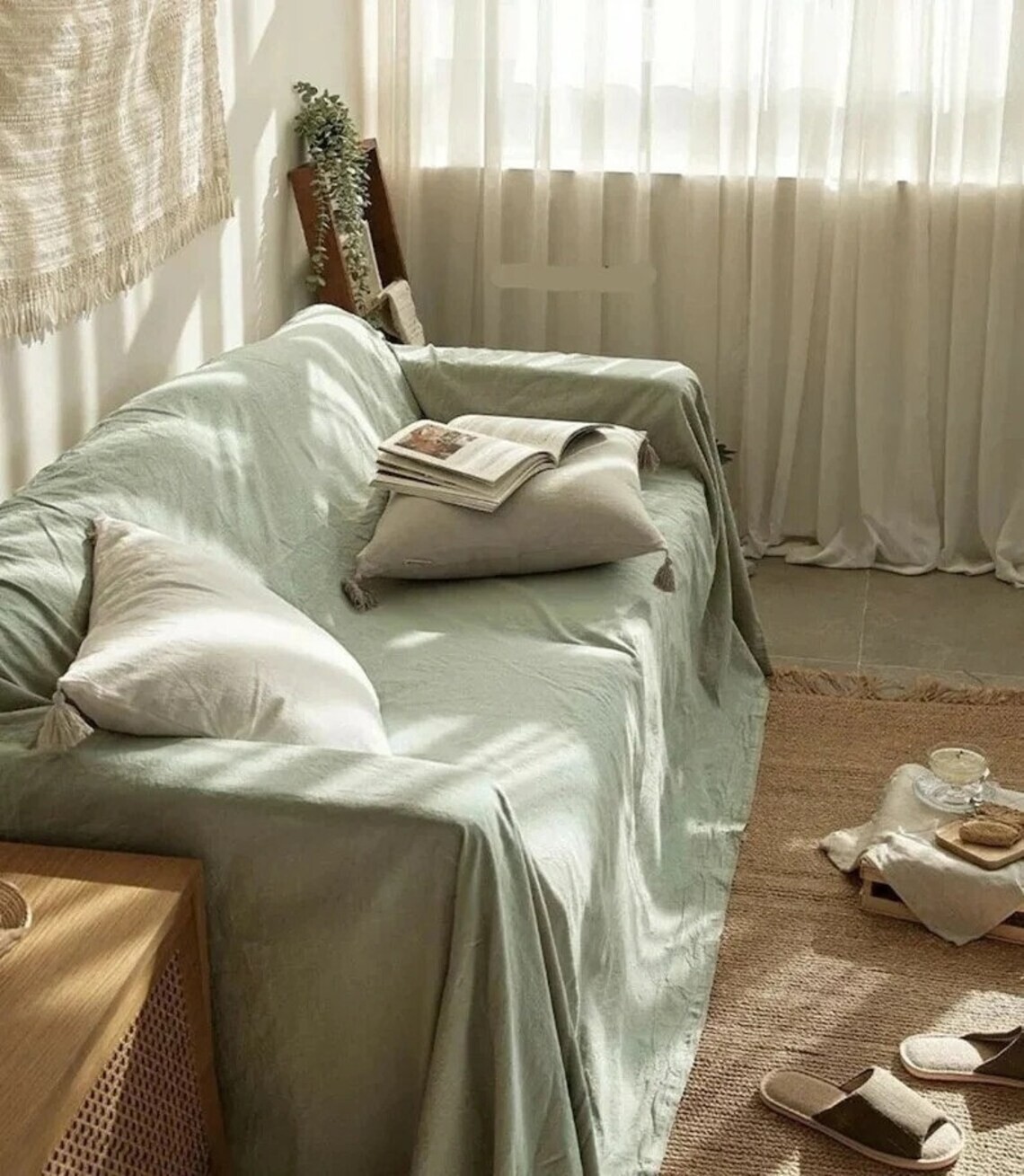 COUCH COVER, Extra big Couch Cover, Cotton Sofa Cover In All Sizes Available. gallery