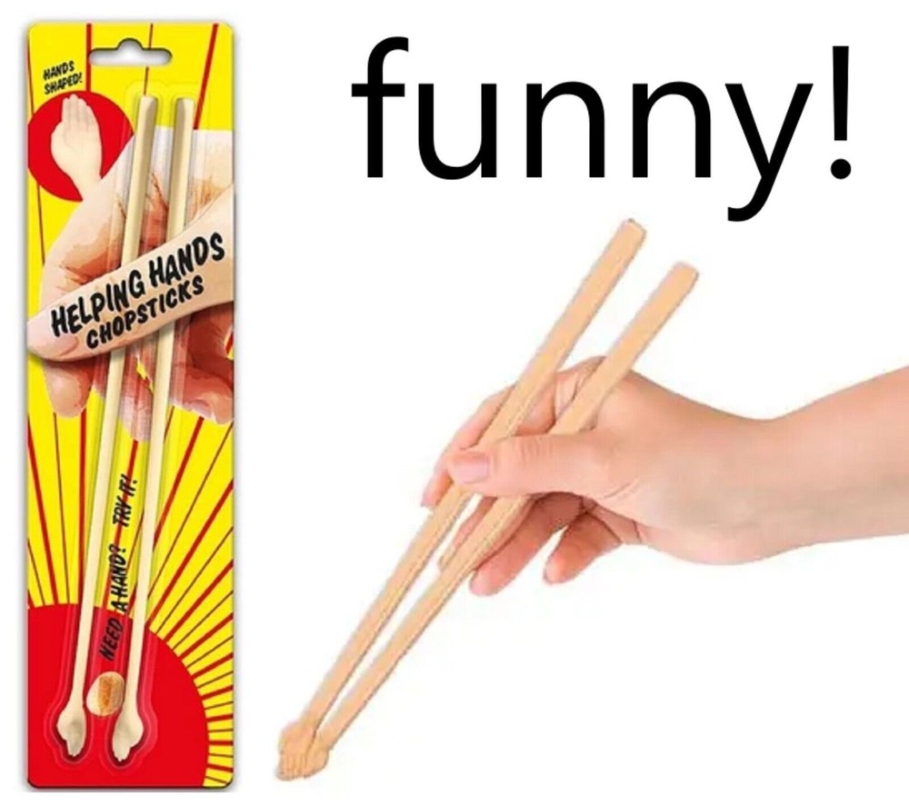 Helping Hands Chopsticks - Reusable Plastic Tiny Hands - Trick GaG Joke Novelty