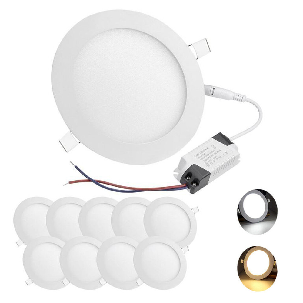 10 Pack 8 INCH Ceiling Light Recessed 6500k Cool White 85v-265v Flat Panel Bulb