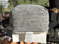 ⚡️NWT Threshold Pouf Ottoman Square Woven Gray Polyester SZ 18″H x 18″L x 12″W